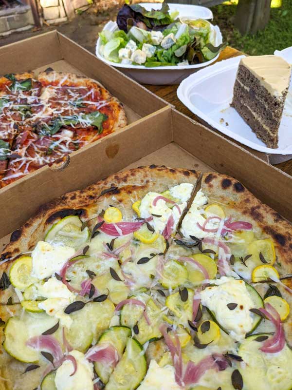Squash pizza with pink pickled onions from All Souls
