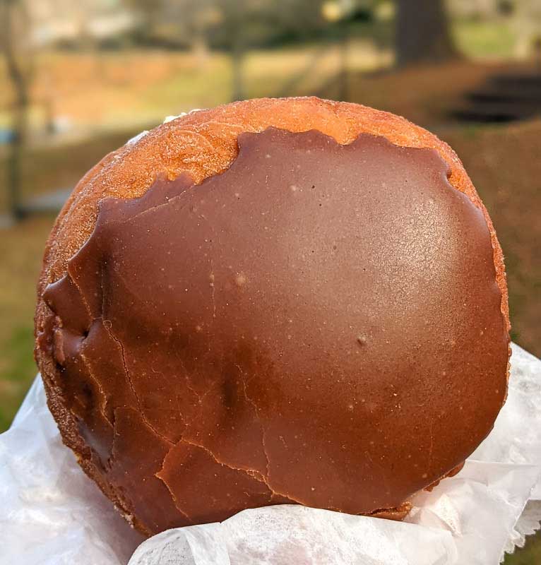 Top of a Boston Cream doughnut from Geraldine's in North Asheville