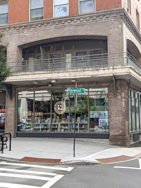 Exterior of Malaprop's Bookstore location on Haywood Street in downtown Asheville