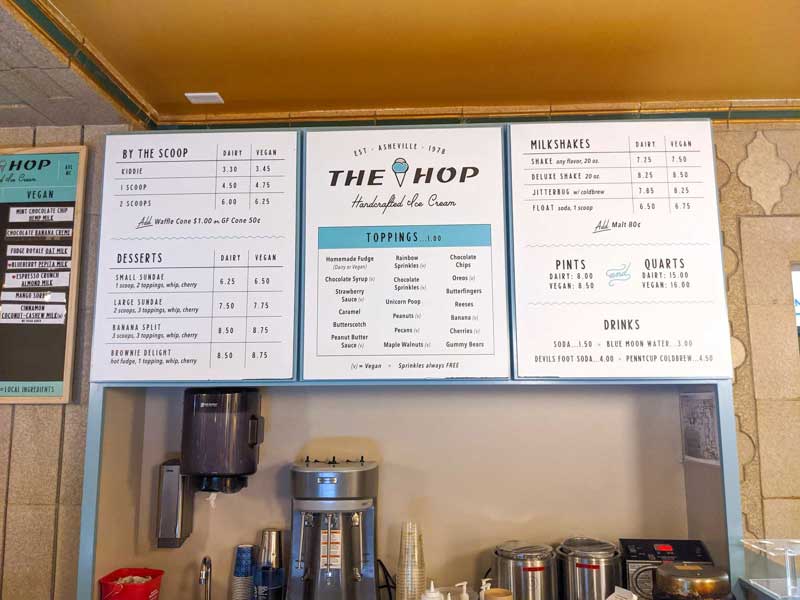 The Hop's menu displayed in the S&W Market