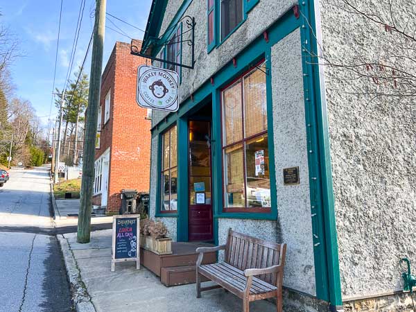 Exterior of Wakey Monkey Cafe and Coffee in Saluda