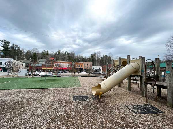 Playground equipment in downtown Saluda at McCreery Park