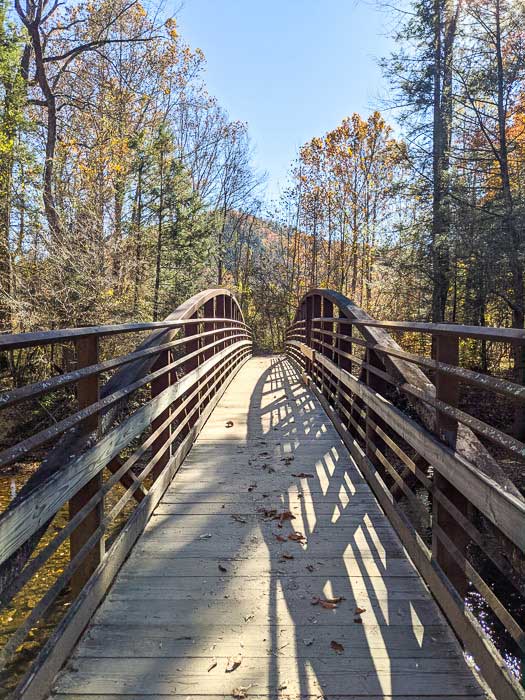 The bridge over the Davidson River at the Art Loeb Trailhead