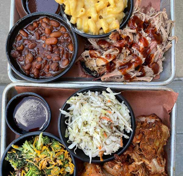 BBQ platters from Bear's Smokehouse in Asheville, NC