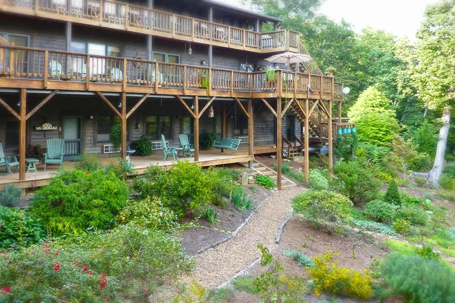 Back porch of the Bent Creek Lodge in Asheville NC