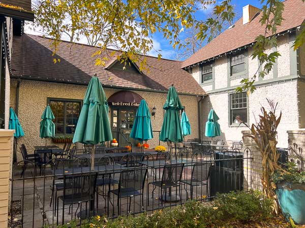 Well-Bred Bakery exterior seating in Biltmore Village