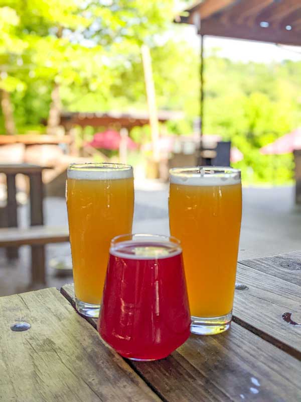 Beer on a picnic table at South Slope's Burial Beer