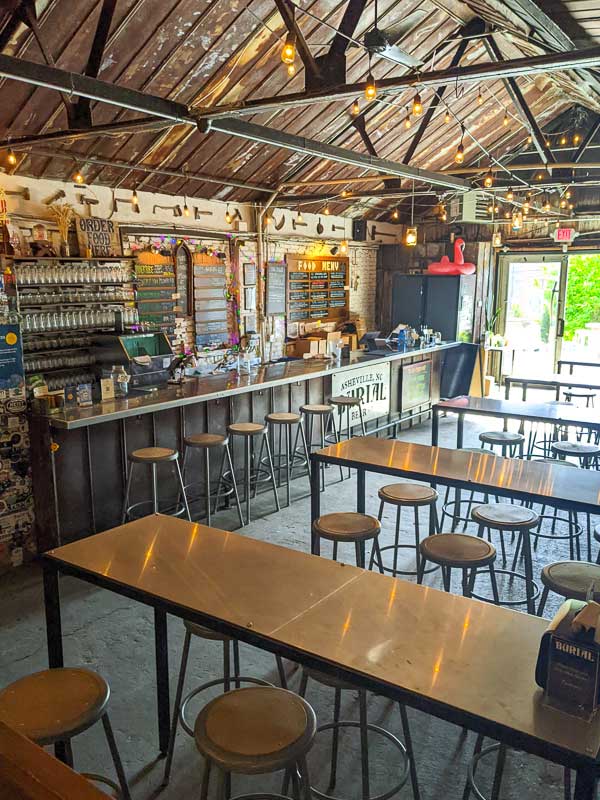 Interior of Burial Beer in South Slope showing a bar and seating