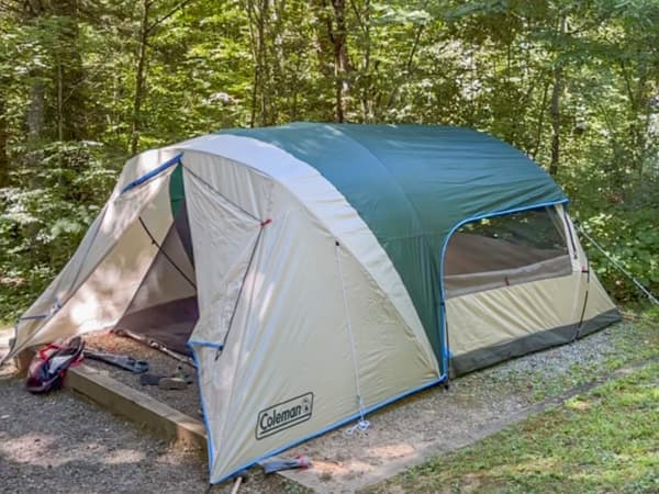 Tent at a camp site at Deep Creek Campground in Bryson City. NC