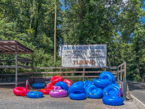 Tubes ready to rent by Deep Creek Campground