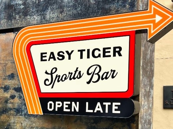 Exterior sign at Easy Tiger Sports Bar in Asheville's South Slope neighborhood.