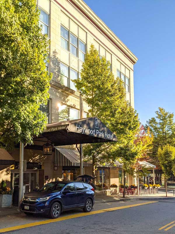 Exterior of Haywood Park Hotel in downtown Asheville