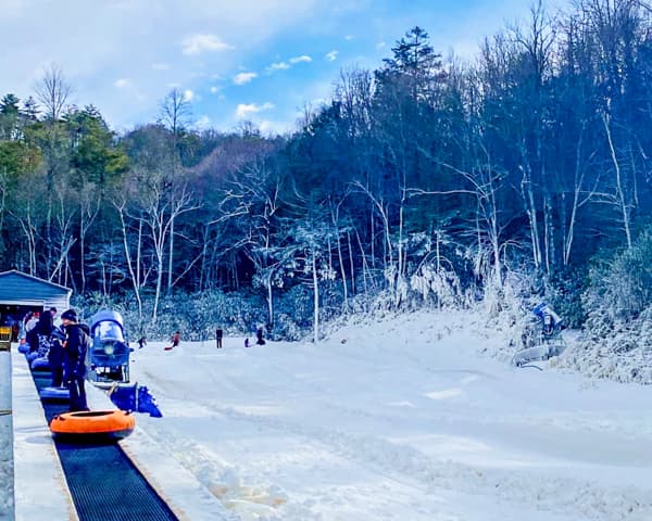 Tubing runs at Jonas Ridge Snow Tubing Park.
