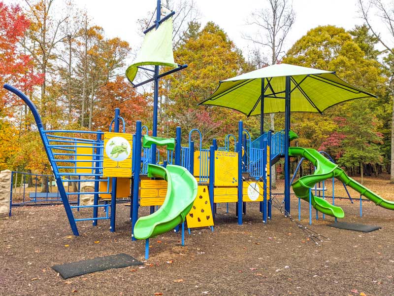 Pirate ship themed playground structure at Lake Julian Park in Arden, NC.