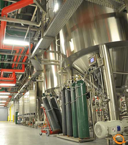 Brewery equipment at New Belgium brewery in West Asheville, NC