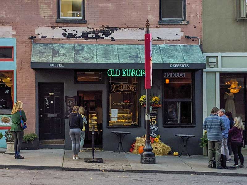 Exterior of Old Europe Pastries in downtown Asheville