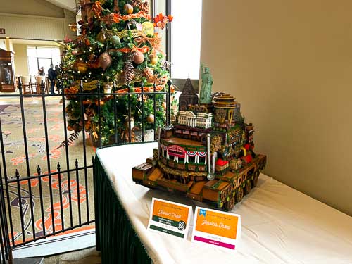 Gingerbread house on display at the 2022 National Gingerbread Competition at the Omni Grove Park Inn