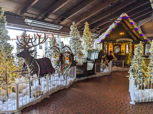 Santa's Village set up on the porch at the Grove Park Inn