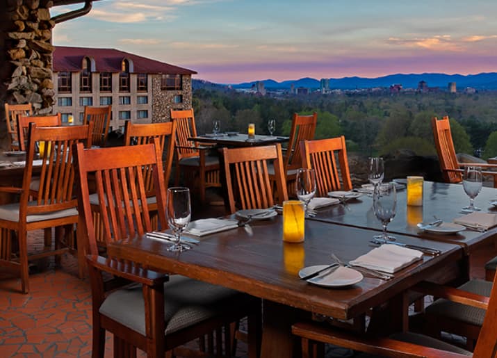 View from Sunset Terrace restaurant at the Omni Grove Park Inn