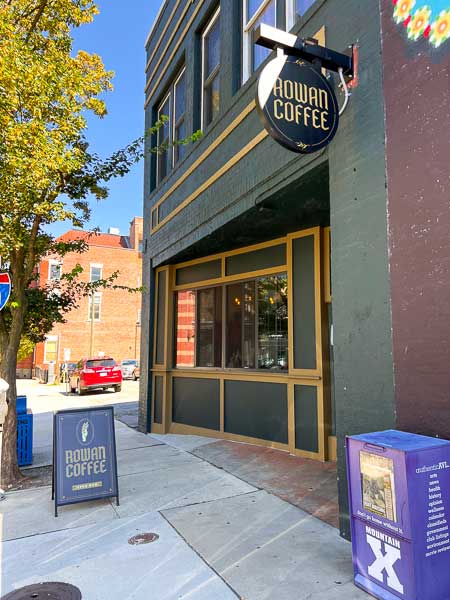 Rowan Coffee exterior in downtown Asheville