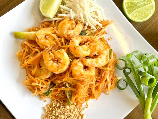 Shrimp and noodles from Siam Thai Restaurant in Woodfin, NC