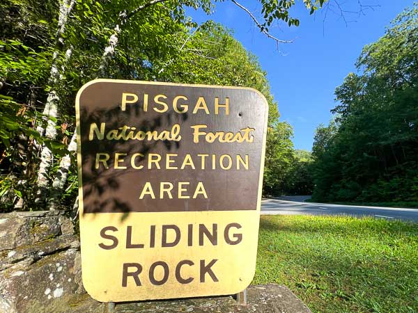 Sign for Sliding Rock in Pisgah National Forest