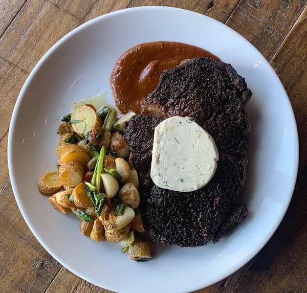 Ribeye with fingerling potatoes from The Admiral in West Asheville