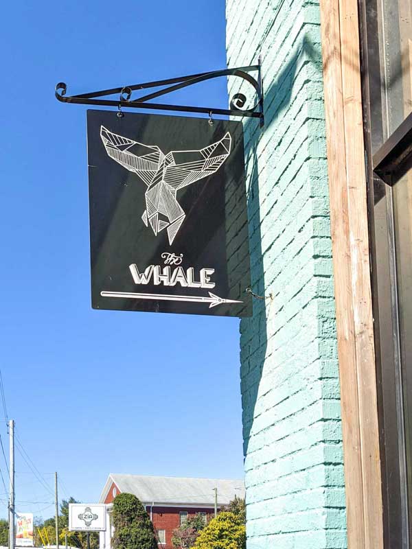 Exterior sign for The Whale in West Asheville