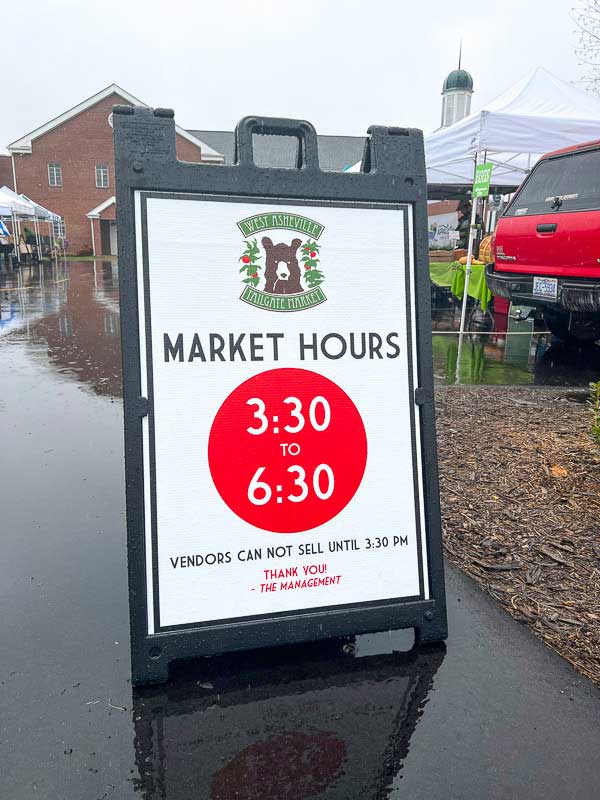 Market sign at West Asheville farmers market