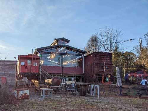 Exterior of Whistle Hop Brewing in Asheville NC