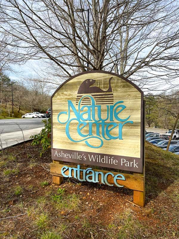 Asheville's Wildlife Park sign at the entrance to the WNC Nature Center